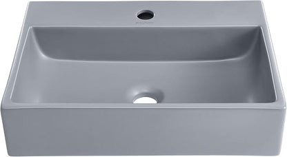 Claire 20” Rectangle Ceramic Vessel Sink in Matte Grey