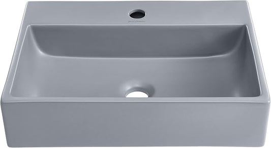 Claire 20” Rectangle Ceramic Vessel Sink in Matte Grey