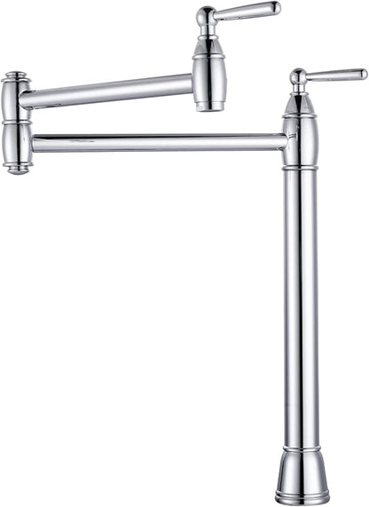 ARCORA Pot Filler Deck Mount, Solid Brass Pot Filler Faucet Chrome Stove Faucet with Stretchable Double Joint Swing Arms