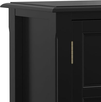 SIMPLIHOME Burlington Storage Cabinet - 30 inch Wide Solid Wood 2 Door Low Storage Unit in Black, Transitional Accent Cabinet for Living Room or Entryway with Adjustable Shelves