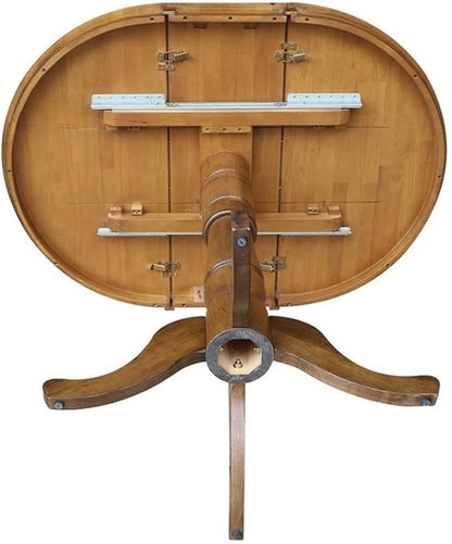 International Concepts 36" Round Top Pedestal Table with 12" Leaf-40.9" H-Dining, Counter, or Bar Height, Pecan