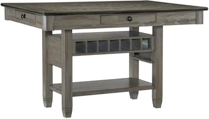 Counter Height Table with 4 Drawers and Built-in Wine Rack for Kitchen Island or Dining Area