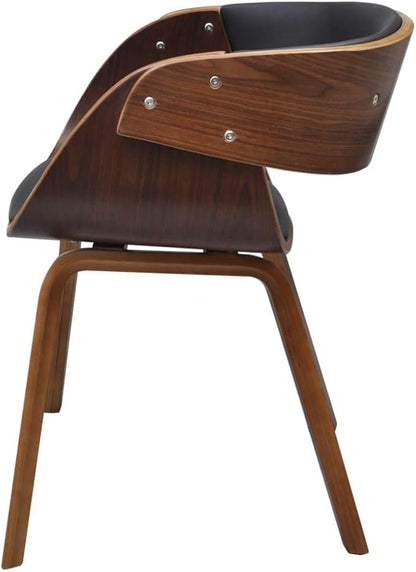 Modern Dining Chair Black Plywood Frame with Synthetic Leather Seat for Dining Room Kitchen Bedroom Vanity, Compact Size Ergonomic Design Comfortable Seating