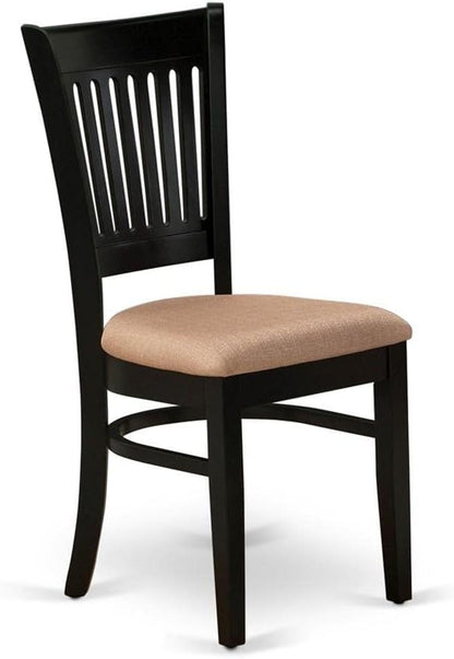 East West Furniture VAC-BLK-C Vancouver Dining Chairs - Linen Fabric Upholstered Wood Chairs, Set of 2, Black