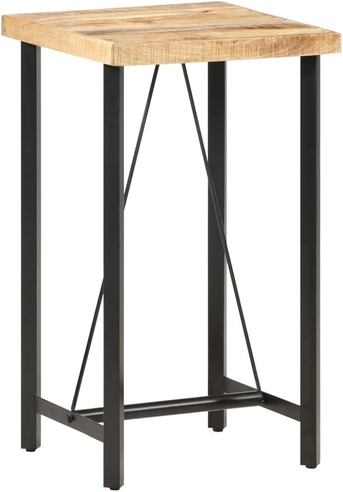 Industrial Bar Table, Rustic Mango Wood Pub Table with Sturdy Iron Frame, 42.1 Inch Tall Rectangular High Top Bistro Table for Home Bar, Kitchen, Dining Room