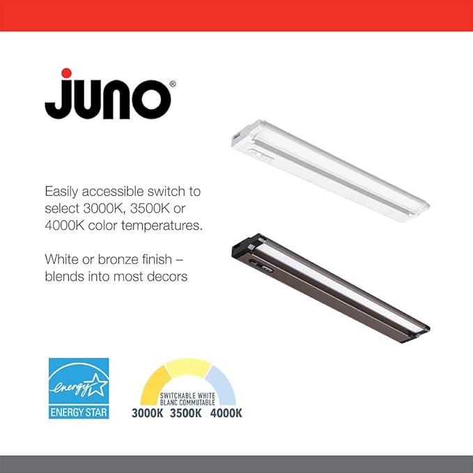 Juno UPLD 22IN SWW4 90CRI WH M6 Swivel LED Undercabinet with 3000K/3500K/4000K CCT, 22 Inch, White