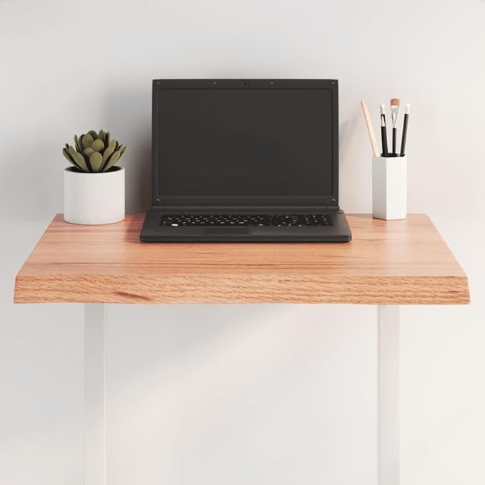 Solid Oak Square Live Edge Table Top 23.6x23.6x1.6 in Brown Varnished Wood Butcher Block Countertop for Dining Kitchen Desk Bar