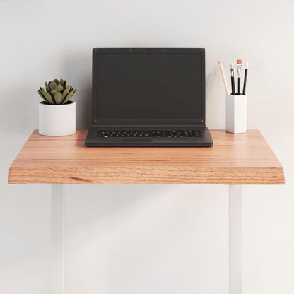 Solid Oak Square Live Edge Table Top 23.6x23.6x1.6 in Brown Varnished Wood Butcher Block Countertop for Dining Kitchen Desk Bar