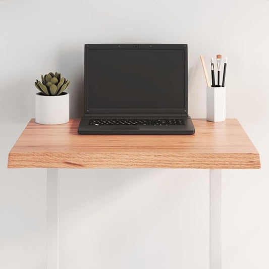 Live Edge Solid Oak Tabletop 23.6x23.6x1.6 in Square Butcher Block Style Dining Countertop for Kitchen Island, Office Desk, Rustic Home Bar, Indoor Use Only