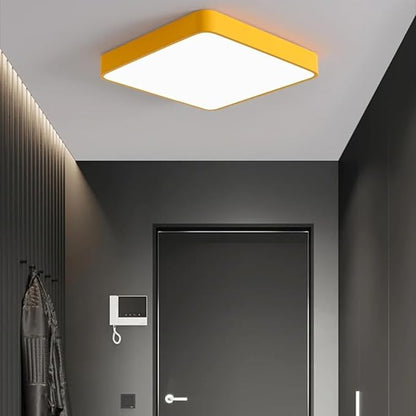 odern LED Ceiling Light Fixture,24 Inch Square Recessed Ceiling Lights,3000K-6000K Dimmable Light,64W Yellow Close to Ceiling Lighting Flush Mount for Home Bedroom Living Room Ceiling Lamp