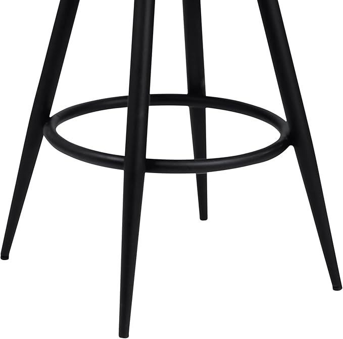Armen Living Justin Modern Farmhouse 26" Seat Height Swivel Vintage Coffee Faux Leather Bar Stool with Black Metal Legs for Kitchen Island Counter, Set of 2
