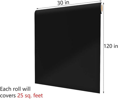 Decotalk 30"x120" Black Wallpaper Peel and Stick Pureblack Wallpaper for Walls Removable Black Contact Paper for Cabinets and Drawers Self Adhesive Large Solid Color Contact Paper Matte Vinyl Wrap