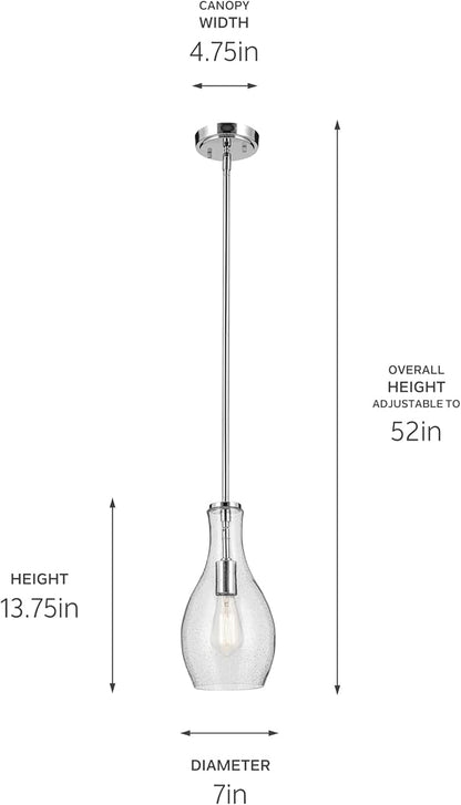Kichler Everly 13.75" 1 Light Hour Glass Pendant Clear Glass Chrome