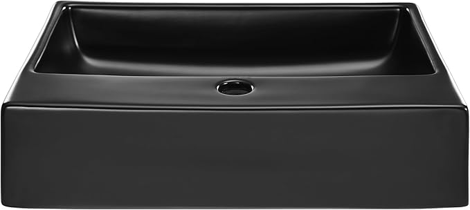 Claire 20 Rectangle Ceramic Vessel Sink, Matte Black