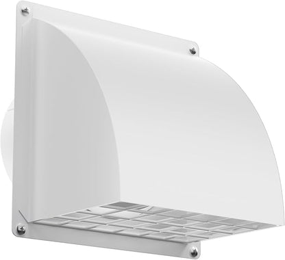 4 Inch Dryer Vent Cover Outside, HG Power Metal Exterior Vent Cover with Removable Screen & Cushioned Non-Return Flap, Air Wall Vent for House, Range Hood, AC, Opening Diameter: 3.81" White