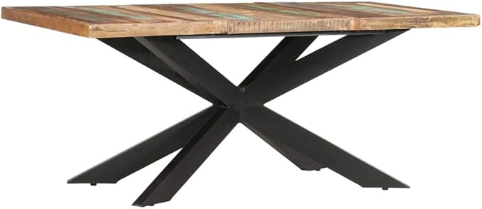 Reclaimed Wood Dining Table 70.9"x35.4"x29.9" Steel Frame Seats 8 Modern Rustic Indoor