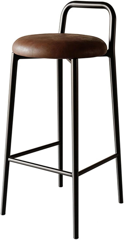 Modern Round Counter Height Bar Stools, Dining Chairs, Tall Metal Bar Chairs with Backrest Metal Frame and Footrest, Kitchen Island Stools for Kitchen Bar Pub Restaurant Cafe,Brown b