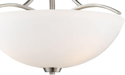 Minka Lavery 4962-84 Overland Park Semi-Flush, 3-Light, 300 Total Watts, 16.5-in H x 11.75-in W, Brushed Nickel