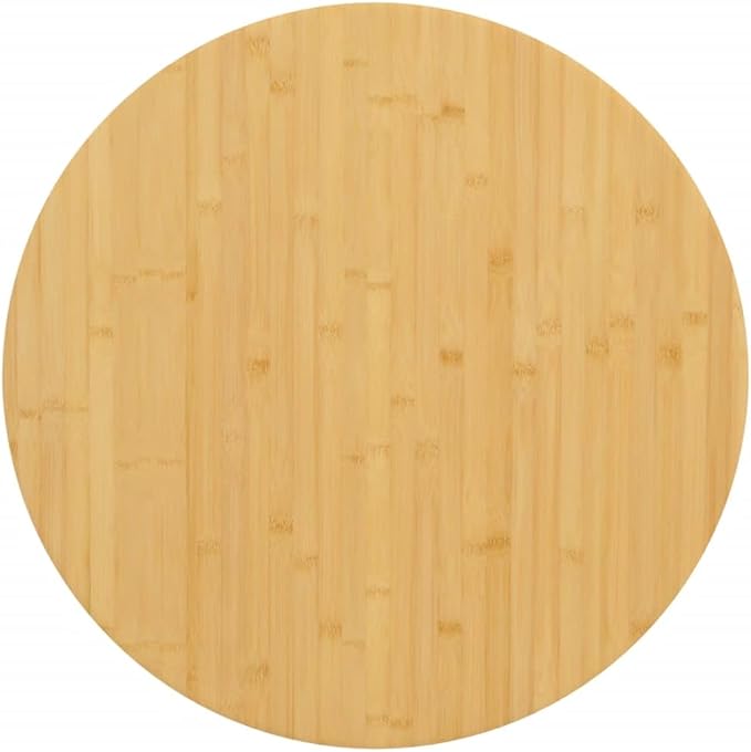 Bamboo Table Top 23.6" Round Varnished Butcher Block Countertop for Dining Desk Kitchen Indoor Outdoor, Brown Medium Durable Solid Wood Surface