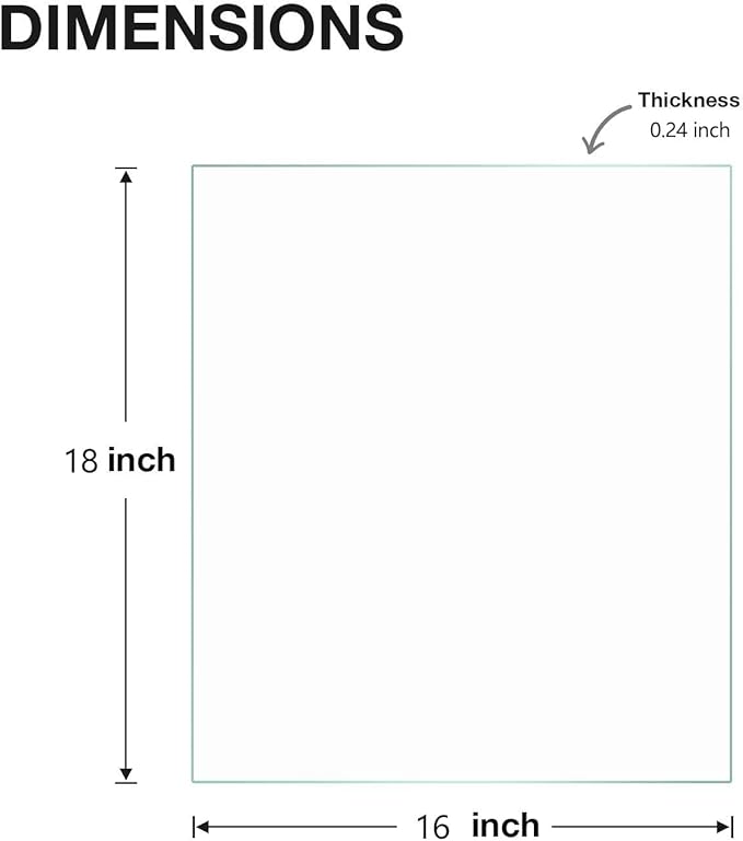 16" x 18" Rectangle Tempered Glass Table Top, Clear Surface 1/4" Thick Flat Polished Edge for Furniture Protection Patio Dining Coffee End Tables (16 in x 18 in)