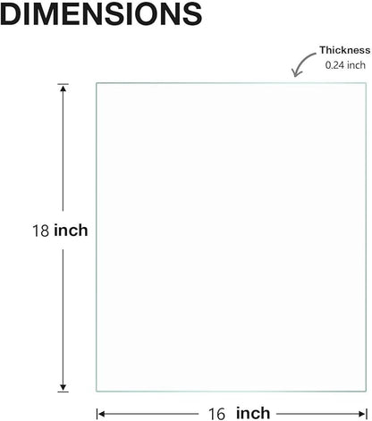 16" x 18" Rectangle Tempered Glass Table Top, Clear Surface 1/4" Thick Flat Polished Edge for Furniture Protection Patio Dining Coffee End Tables (16 in x 18 in)