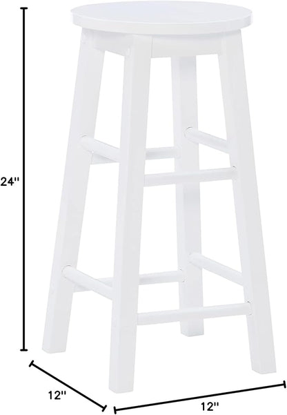 Linon Zeke White 24" Counter Stool with Round Seat