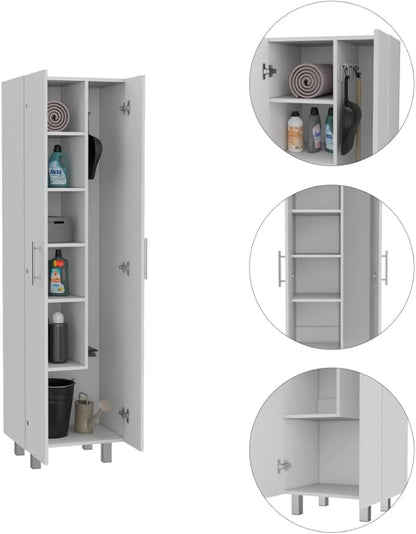 GOWE White and Onyx 2-Piece Kitchen Set, Kitchen Island and Pantry Cabinet