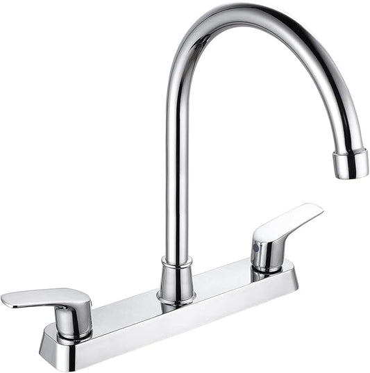 SOLVEX 2 Handle Kitchen Sink Faucet, High Arc 360 Swivel Stainless Steel Pipe 3 Hole Kitchen Faucet, Commercial Modern Chrome Kitchen Sink Faucet, US-SP-80066