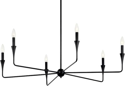 Kichler Alvaro 6-Light Chandelier, Soft Modern Light in Black, for Dining or Living Room, Office or Bedroom (19.25" x 40.25"), 52690BK