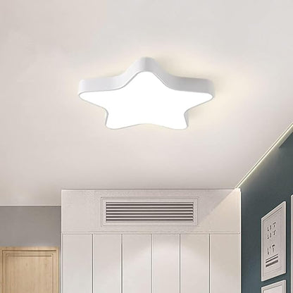 LED Ceiling Light Fixture, Modern Pentagram Recessed Ceiling Lights, 3000K-6000K Dimmable Light, Close to Lighting Flush Mount Living Room Pendant Lamps (White, 24inch)