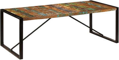 Rectangular Dining Table for 8 People, Vintage Solid Reclaimed Wood Kitchen Island, Unique Varied Grain for Home Dining Spaces