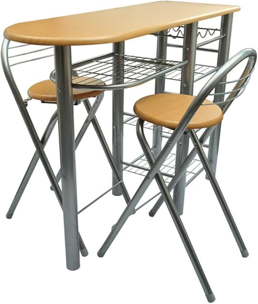 Compact Dining Table and Chairs Set Light Brown MDF Foldable Space Saving Modern Design for Small Spaces Kitchen Dining Room