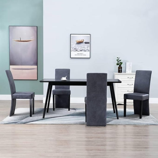 Dining Chairs Set of 4 Grey Faux Suede Wood Modern Kitchen Dining Room Side Chair 20.1 x 16.1 x 37 in Ergonomic Comfortable for Living Room Bedroom Office