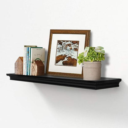 AHDECOR Floating Shelves Wall Mounted, Deeper Wall Storage Shelf for Home Décor, Super Sturdy, Easy to Install, Black, 36" Wide, 7.75"