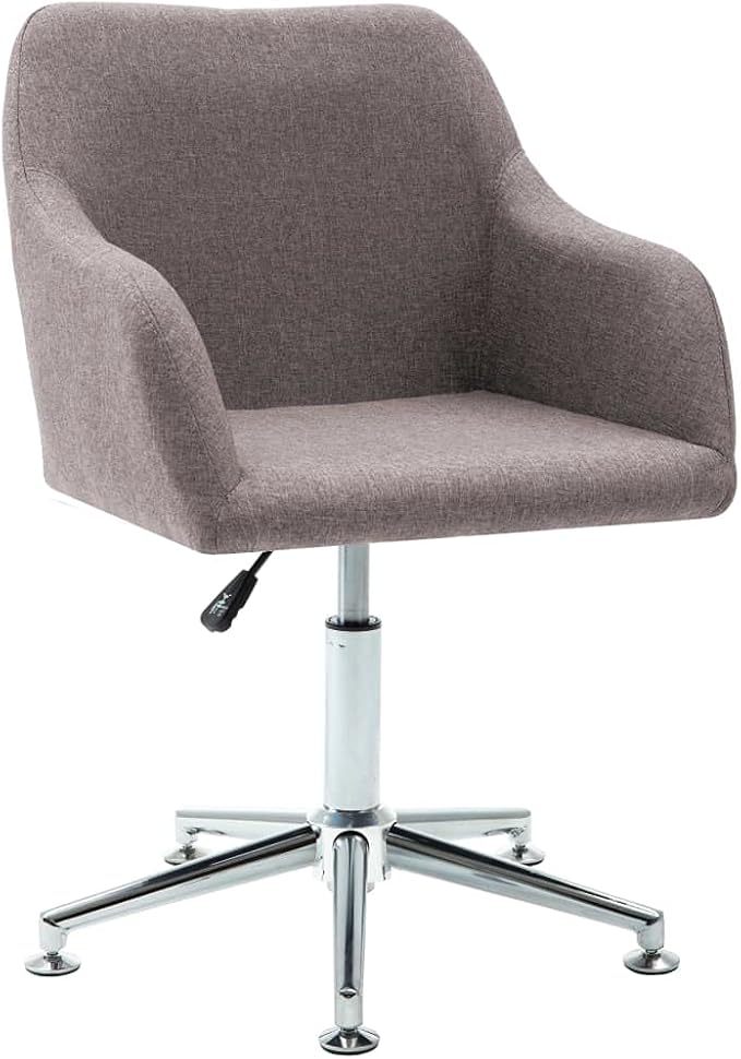 Swivel Dining Chair Taupe Fabric Upholstered Modern Accent Chair with Adjustable Height 360-Degree Rotation for Kitchen Living Room Bedroom Office Furniture