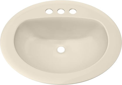 PROFLO PF20174 Rockaway 20-1/2" Oval Vitreous China Drop In Bathroom Sink with Overflow and 3 Faucet Holes at 4" Centers - Biscuit
