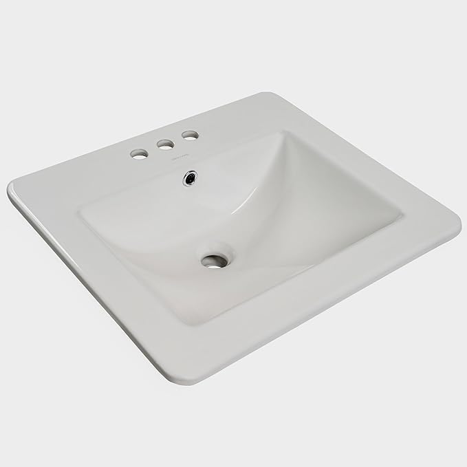 MSI White 21.00 in. (Width) X 18.3125 in. (Height) Rectangle Porcelain Overmount Vanity Sink