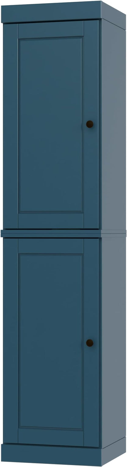 Palace Imports Solid Wood Pantry Cabinet - Tall Narrow Storage Cabinet with Raised Panel Doors - 16.5" W x 71.5" H - Teal Blue, Kitchen Cupboard, Adjustable Shelves, 100% Eco-Friendly Wood, Modular