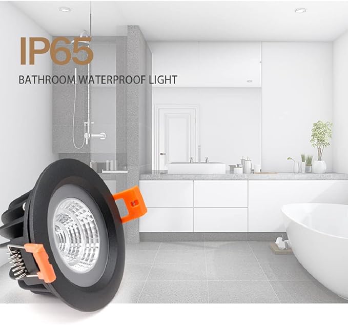 LS-PRO 4.25inch 15w LED Recessed Ceiling Light Slim Aluminium Panel, Anti Rust Fixture Downlight Shower Spotlight IP65 Waterproof for Wet Location Indoor & Outdoor Natural light/4000k-Black Body