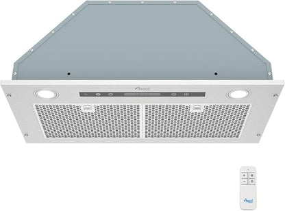 Awoco 14-1/2”D Built-in/Insert Stainless Steel Range Hood, 4-Speed, 650 CFM, LED Lights, Mesh Filters for Wood Hood (28"W 15"D Mesh Filters)
