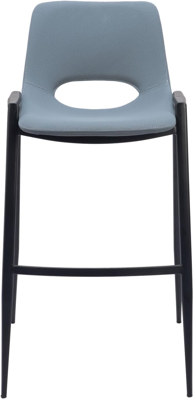 HomeStock Bar Stools Set of 2 - Gray Vinyl Seat & Steel Frame - Kitchen Island & Dining