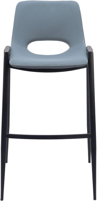 HomeStock Bar Stools Set of 2 - Gray Vinyl Seat & Steel Frame - Kitchen Island & Dining