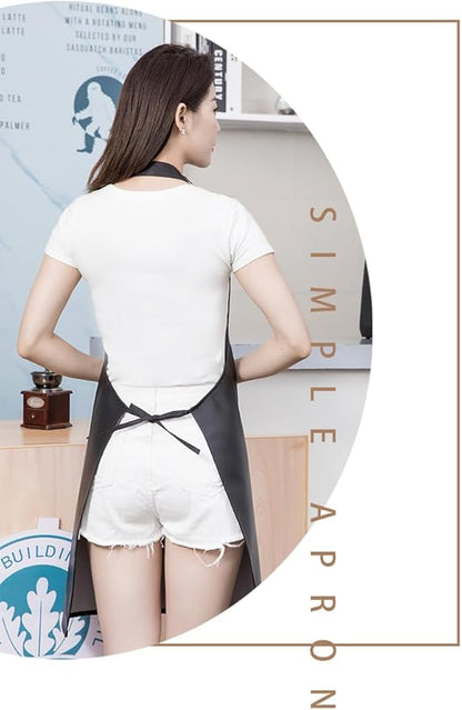 Waterproof Apron Large Pocket PU Material Waterproof Oil-proof Dust-proof Apron Black and Red
