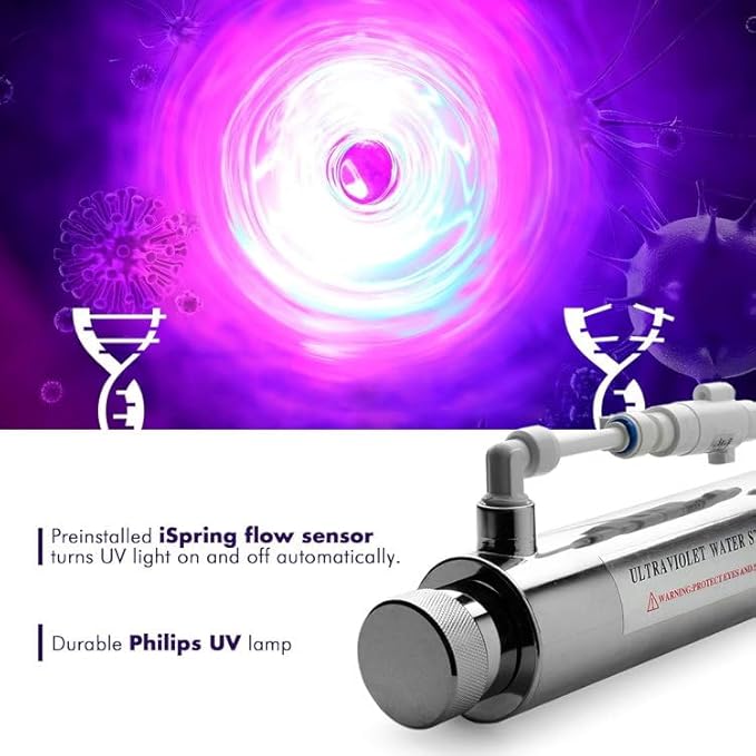 iSpring RCC7AK-UV, NSF Certified, 7-Stage Under Sink Reverse Osmosis Water Filtration System with Alkaline Remineralization and UV Filter, Patented Top-Mounted Faucet Design for Easy Installation