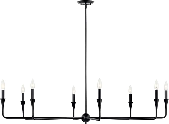 Kichler Alvaro 8-Light Chandelier, Soft Modern Light in Black, for Great Room or Large Living or Dining Room (23.25" x 50"), 52691BK