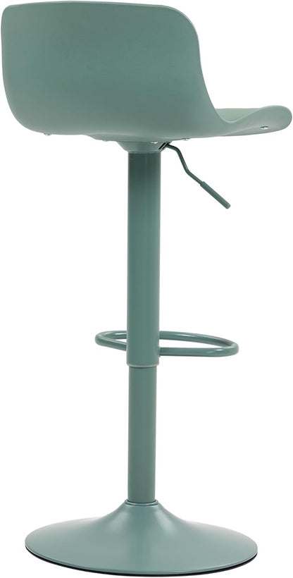 Bar Stools Set of 2 with Backrest, Adjustable Height Upholstered Barstools, Swivel Leather Island Chairs, Modern Armless Stools for Bar, Kitchen Island, Dining Room (Mint Green)
