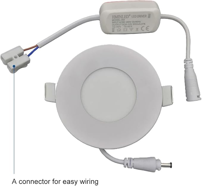 3 Inch 3 Watt Ultra-Thin Recessed Ceiling Light, 255Lm Energy Saving LED Slim Round Downlight, 6000K~6500K Cold White, Pack of 10