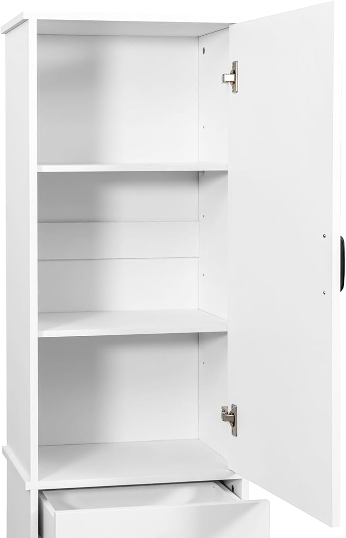 KEIKI 70.87''" Tall Laundry Cabinet, Storage Cabinet with One-Compartment & One-Drawer Tilt-Out for Laundry Room, Bathroom Organizer, White, (Style B)