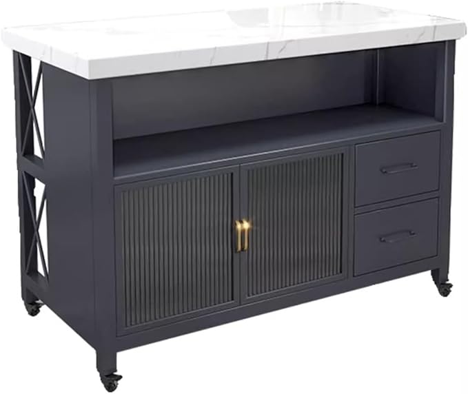 Kitchen Mobile Island Counter Kitchen Open Sideboard Dining Table Movable Island Storage and Cooking Table Kitchen Control Panel