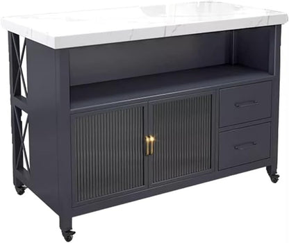 Kitchen Mobile Island Counter Kitchen Open Sideboard Dining Table Movable Island Storage and Cooking Table Kitchen Control Panel